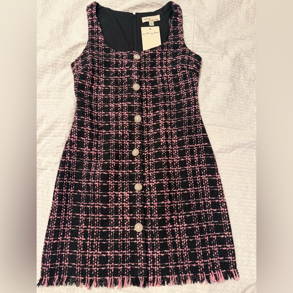 BeBop Pink and Black Plaid Mini Dress